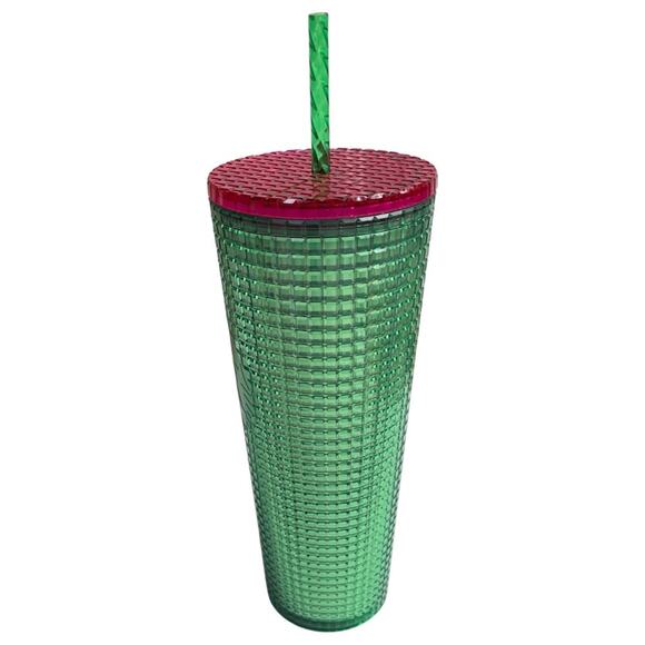 NWT Starbucks Watermelon Grid Cold Cup Tumbler Summer Pink Green - 24 oz Venti - Picture 6 of 12
